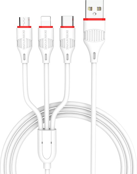 Кабель Borofone BX17 3в1 Lightning+Micro+Type-C - фото