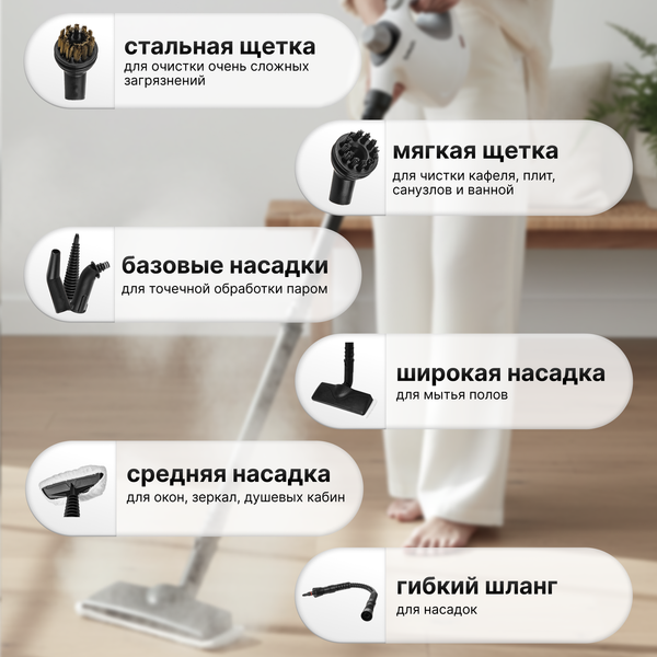 Пароочиститель Brevio EM-320D (белый)