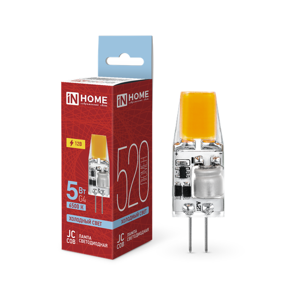 Лампа INhome LED-JC-COB 5Вт 12В G4 6500К 520Лм / 4690612060279 - фото