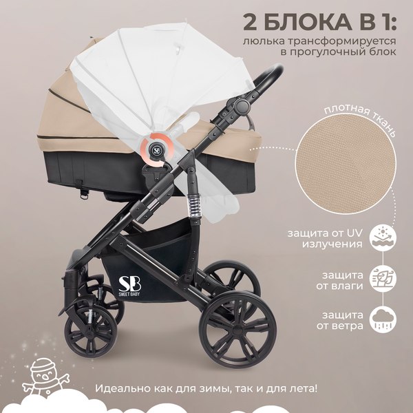 Детская универсальная коляска Sweet Baby Comfort 3в1