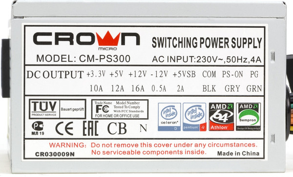 Блок питания для компьютера Crown 300W SFX / CM-PS300 Office