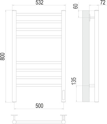 Полотенцесушитель электрический Terminus КС Аврора П8 500х800