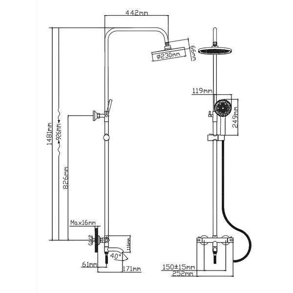 Душевая система со смесителем Diadonna D65-35003
