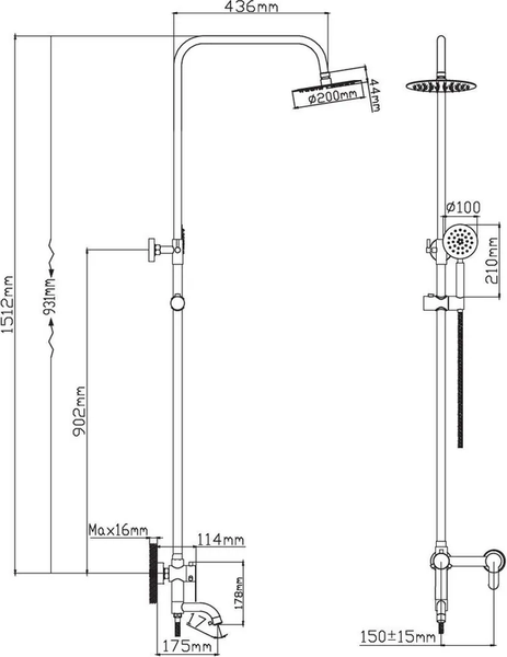 Душевая система со смесителем Diadonna D65-35006S