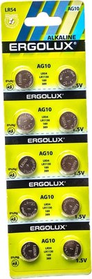 Комплект батареек Ergolux AG10 BL-10 / 14321 - фото
