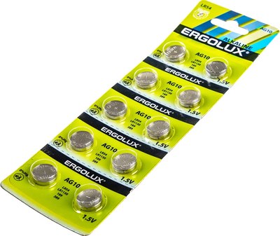 Комплект батареек Ergolux AG10 BL-10 / 14321