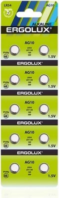 Комплект батареек Ergolux AG10 BL-10 / 14321