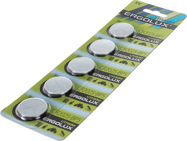 Комплект батареек Ergolux CR2025 BL-5 / 12050