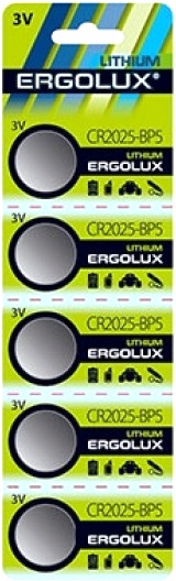 Комплект батареек Ergolux CR2025 BL-5 / 12050