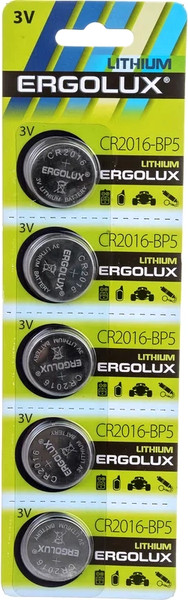 Комплект батареек Ergolux CR2016 BL-5 / 12049 - фото