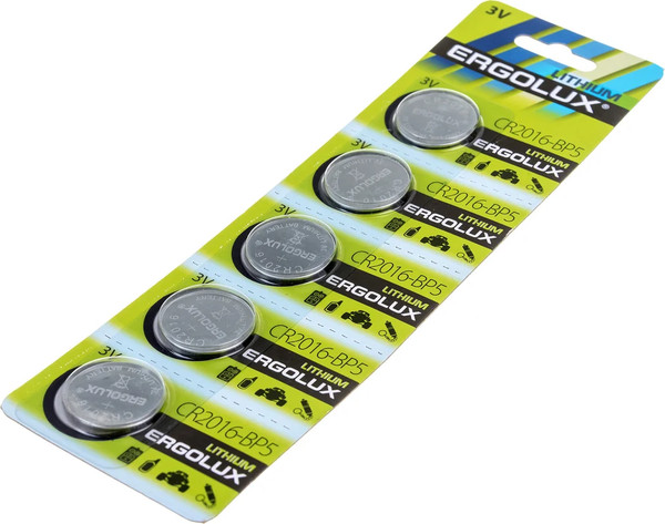Комплект батареек Ergolux CR2016 BL-5 / 12049