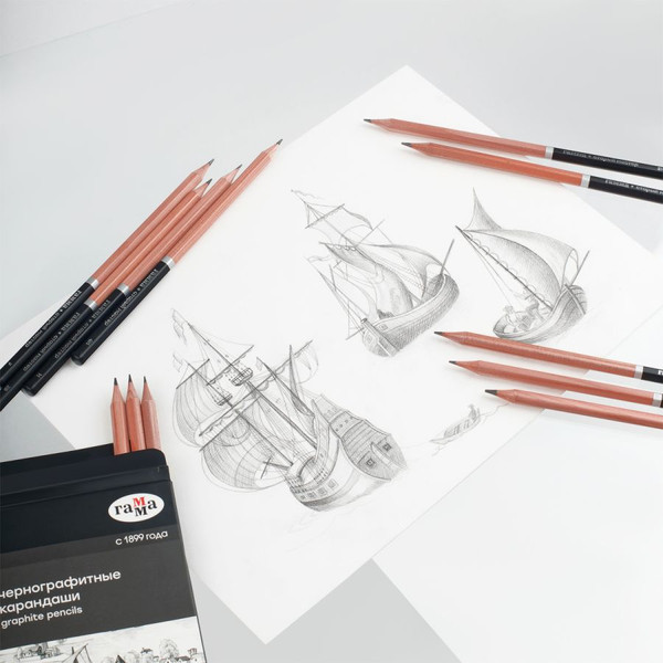 Набор простых карандашей ГАММА 130422M_4B-6H