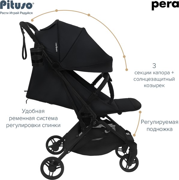 Детская прогулочная коляска Pituso Pera / X-33/БК/Black New