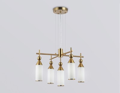 Люстра Ambrella LH55276/5 BS/FR (латунь/белый матовый)