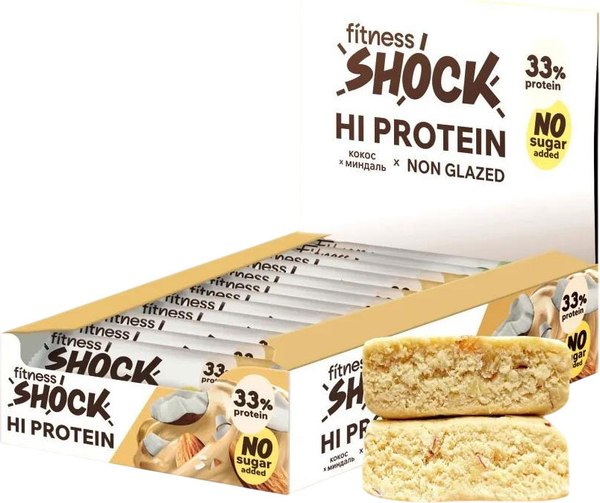Набор протеиновых батончиков FitnesShock Миндаль кокос со вкусом карамели - фото