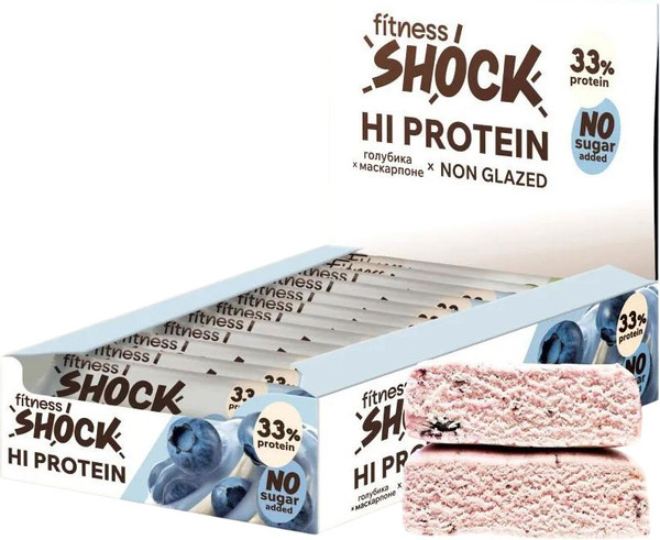 Набор протеиновых батончиков FitnesShock Со вкусом маскарпоне и голубикой - фото