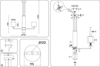Люстра Ambrella LH56013/7 BS/FR (латунь/белый матовый)