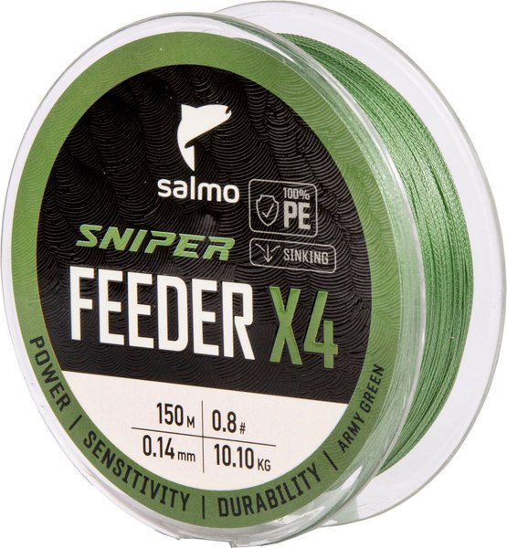 Леска плетеная Salmo Sniper х4 Feeder Braid Army Green 150/014 / 4933-014 - фото