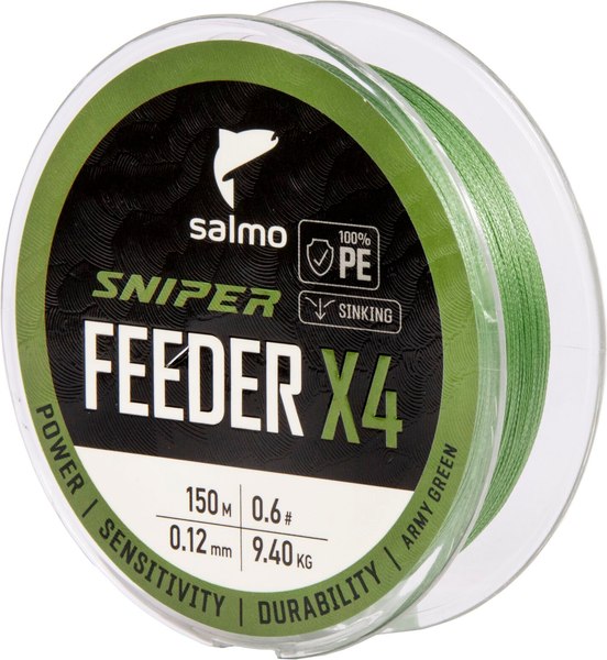 Леска плетеная Salmo Sniper х4 Feeder Braid Army Green 150/012 / 4933-012 - фото
