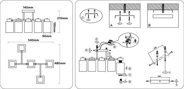Люстра Ambrella TR303047/5 WH/GD