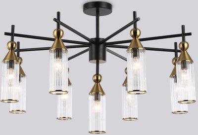 Люстра Ambrella LH55258/9 BK/BS/CL (черный/латунь/прозрачный) - фото