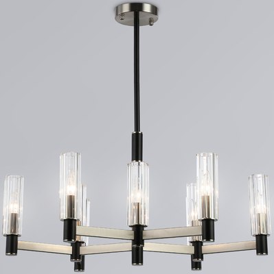 Люстра Ambrella LH55503/9 SN/BK/CL (сатин никель/черный/прозрачный) - фото