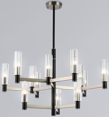 Люстра Ambrella LH55505/12 SN/BK/CL (сатин никель/черный/прозрачный) - фото