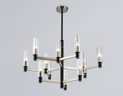 Люстра Ambrella LH55505/12 SN/BK/CL (сатин никель/черный/прозрачный)