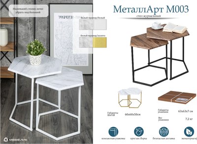Комплект журнальных столиков Мебелик МеталлАрт М003