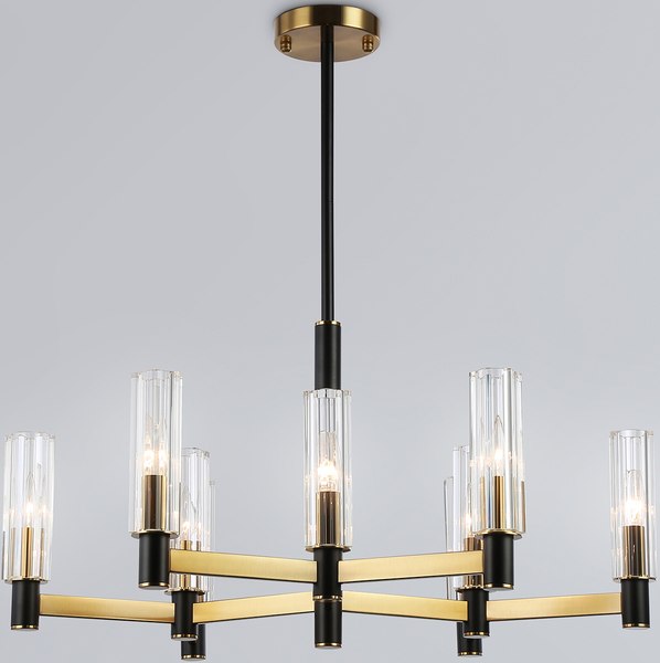 Люстра Ambrella LH55513/9 BK/BS/CL (черный/латунь/прозрачный) - фото