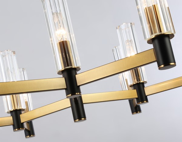 Люстра Ambrella LH55513/9 BK/BS/CL (черный/латунь/прозрачный)