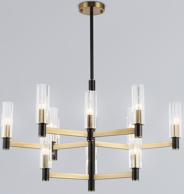 Люстра Ambrella LH55515/12 BK/BS/CL (черный/латунь/прозрачный) - фото