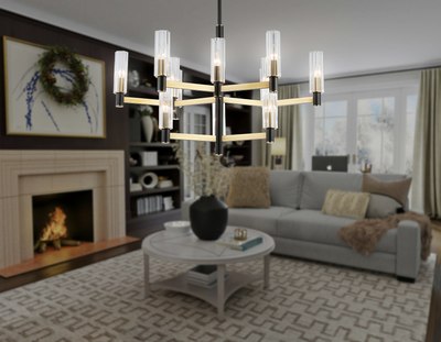 Люстра Ambrella LH55515/12 BK/BS/CL (черный/латунь/прозрачный)