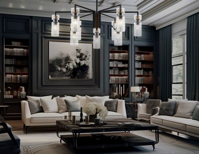 Люстра Ambrella LH56117/9 BK/BS/CL (черный/латунь/прозрачный)