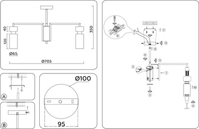 Люстра Ambrella LH56126/7 BS/FR (латунь/белый матовый)