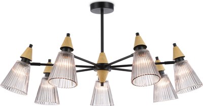 Люстра Ambrella LH58116/7 BK/LW/SM (черный/светлое дерево/дымчатый)
