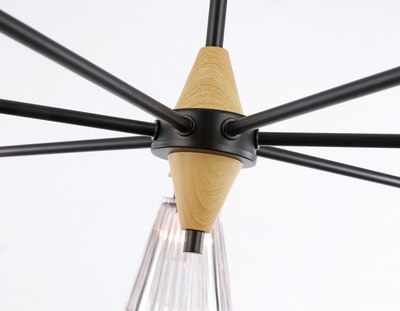 Люстра Ambrella LH58116/7 BK/LW/SM (черный/светлое дерево/дымчатый)