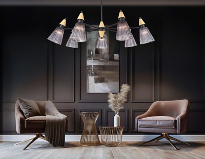 Люстра Ambrella LH58116/7 BK/LW/SM (черный/светлое дерево/дымчатый)