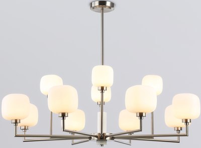 Люстра Ambrella LH53005/12 SN/FR (сатин никель/белый матовый) - фото