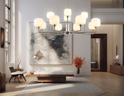 Люстра Ambrella LH53005/12 SN/FR (сатин никель/белый матовый)