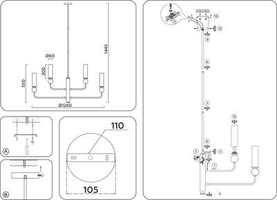 Люстра Ambrella LH53252/8 BS/FR (латунь/белый матовый)