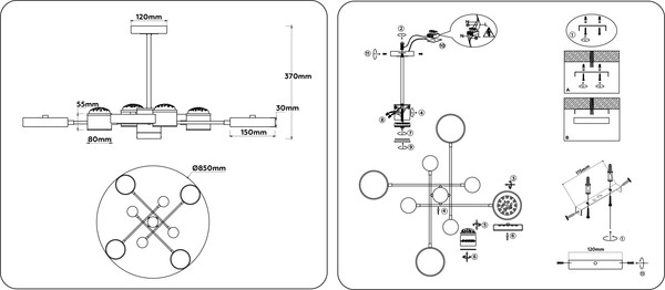 Люстра Ambrella FL51627/9+4 WH/FGD