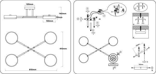 Люстра Ambrella FL516332/4 BK/FGD