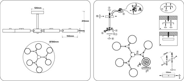 Люстра Ambrella FL516334/6 BK/FGD