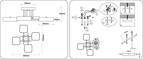Люстра Ambrella FL516341/4 WH/GD