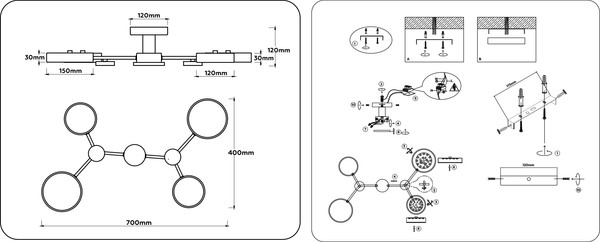 Люстра Ambrella FL4859/4 GR/WD