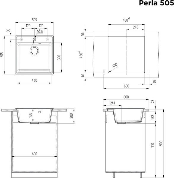Мойка кухонная Maunfeld Perla 505 / MFQS-505LBG
