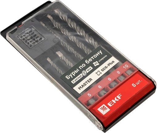 Набор буров EKF Master SDS-plus DB-H5-2x4