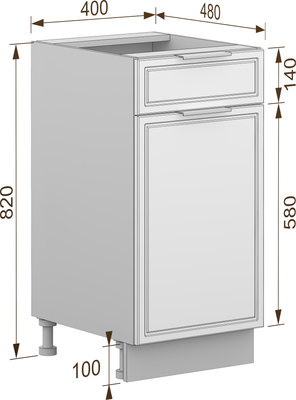 Шкаф-стол кухонный Arvento Корнелия Флок-плюс НШ40р1ш без столешницы