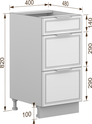 Шкаф-стол кухонный Arvento Корнелия Флок-плюс НШ40р3ш без столешницы